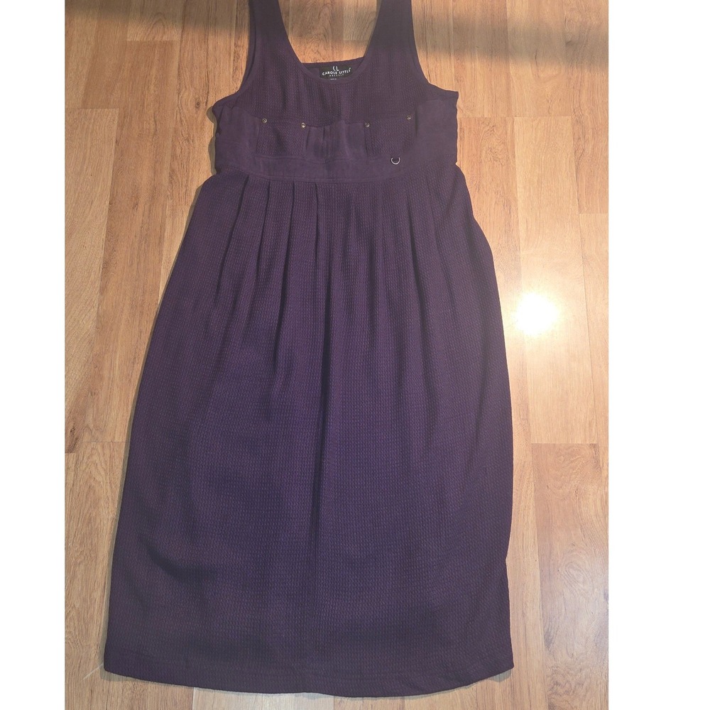 Carole Little Vintage Purple Waffle Knit Empire Waist Midi Dress Womens 8